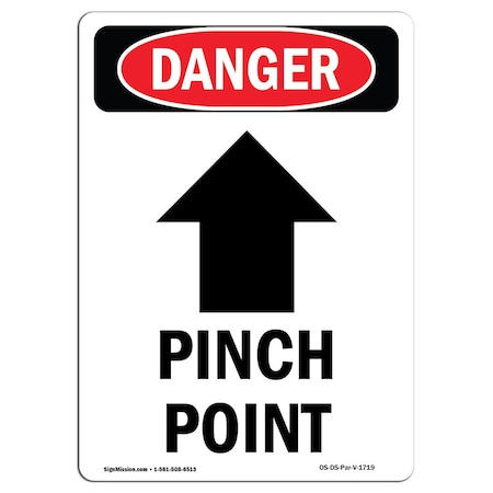 OSHA Danger Sign, Pinch Point, 14in X 10in Aluminum